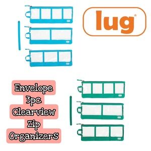 Lug Envelope 3pc Clearview Zip Organizers NWT